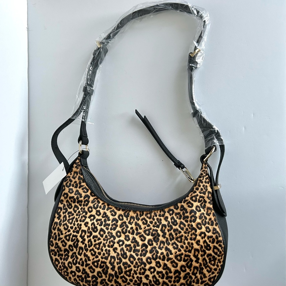 🍂NWT Talbots Leopard Calf Hair Crescent Shoulder Bag - Picture 9 of 13